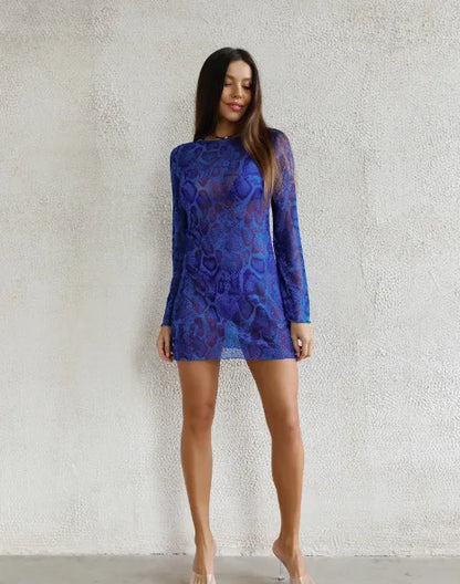 Sheer Mesh Bell Sleeve Beach Dress