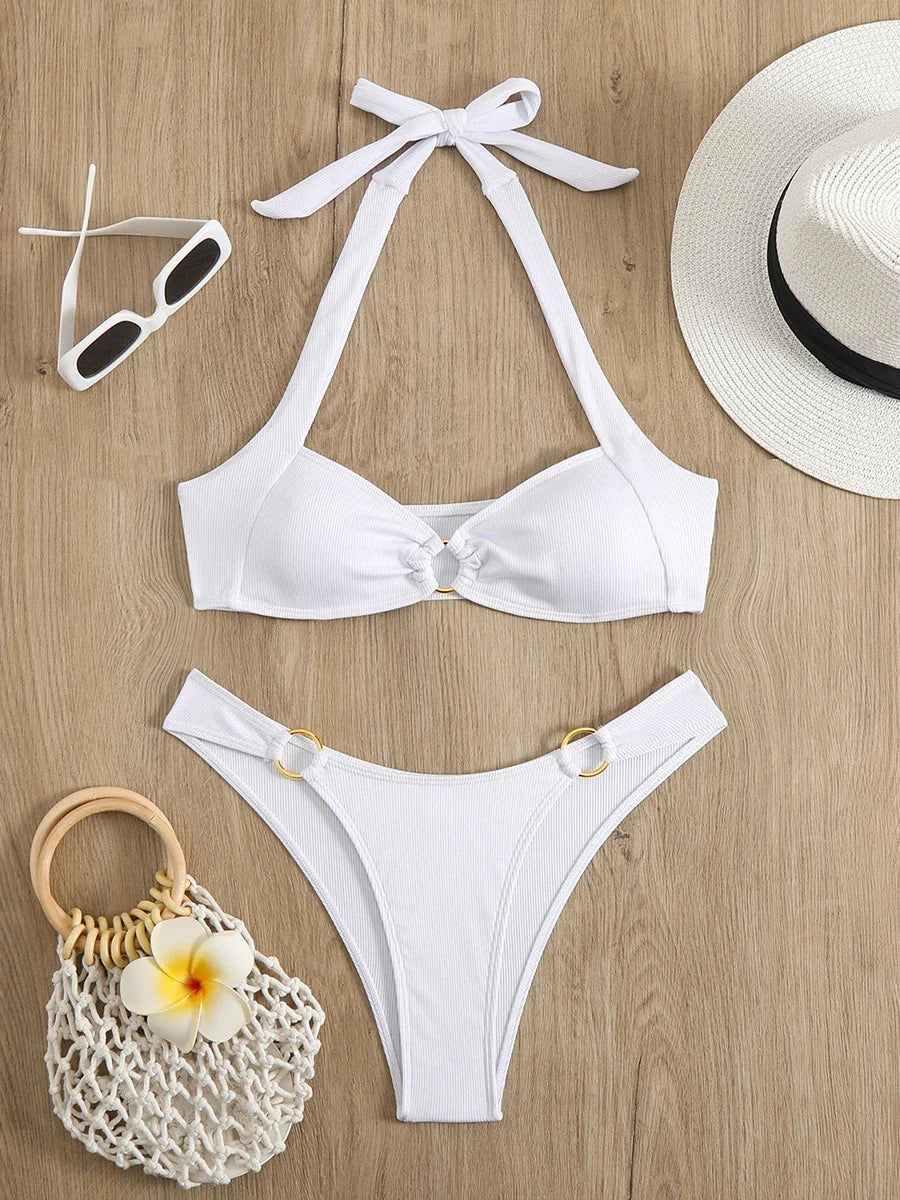Halter Neck Two-Piece Bikini Set