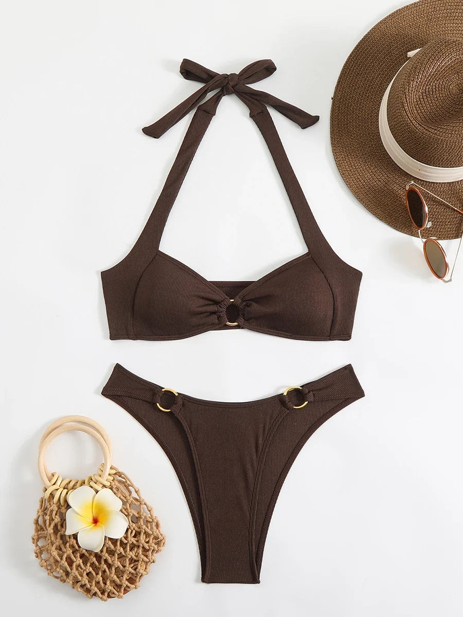 Halter Neck Two-Piece Bikini Set