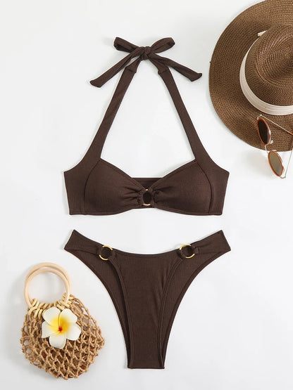 Halter Neck Two-Piece Bikini Set
