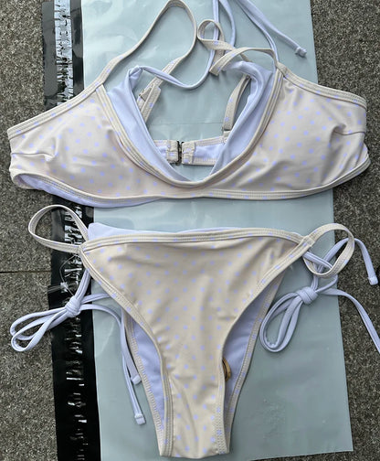 Sexy Women's Swimsuit 2026 Polka Dot Bikinis Sets Low Waist Split Bathing Suit Double-layer Design Micro Bikini Swimwear