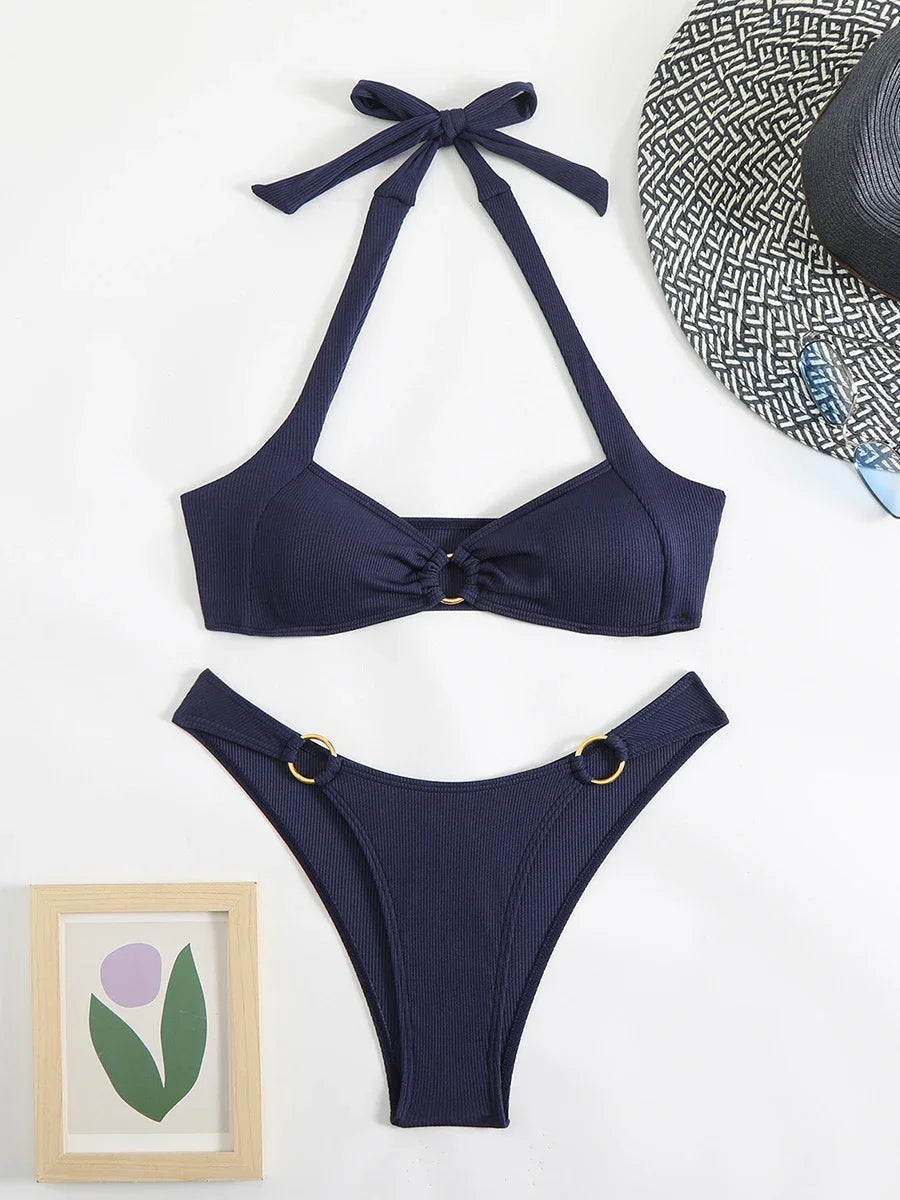 Halter Neck Two-Piece Bikini Set