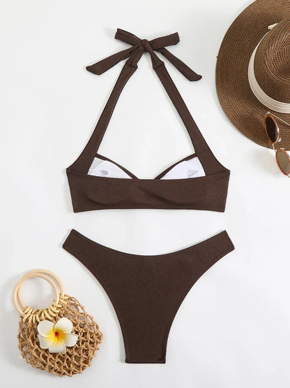 Halter Neck Two-Piece Bikini Set